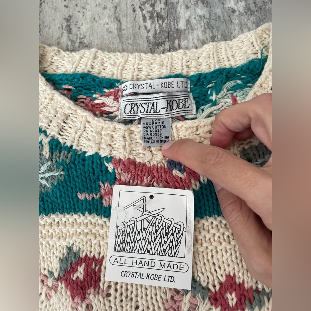 SOLD NWT Crystal-Kobe Vintage Handmade Knit Sweater - Picture 7 of 7